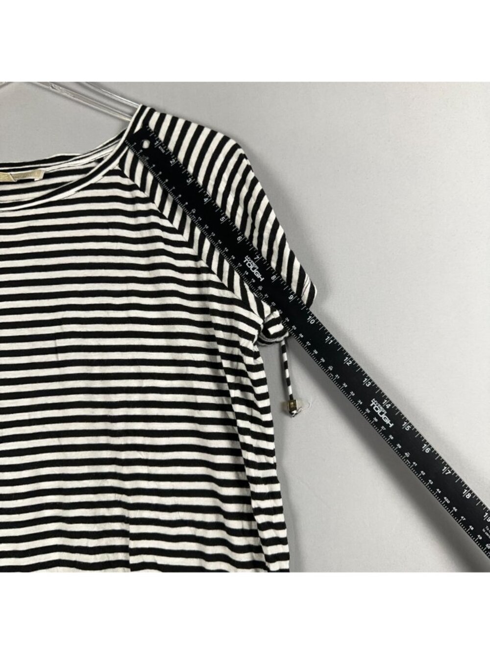 Michael Kors Top Size Medium Black White Striped Rglan Sleeve Side Ties - Picture 12 of 13